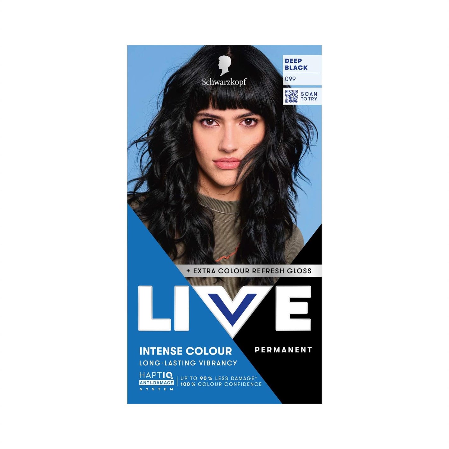 Schwarzkopf LIVE Intense Colour 099 Deep Black Permanent Hair Dye