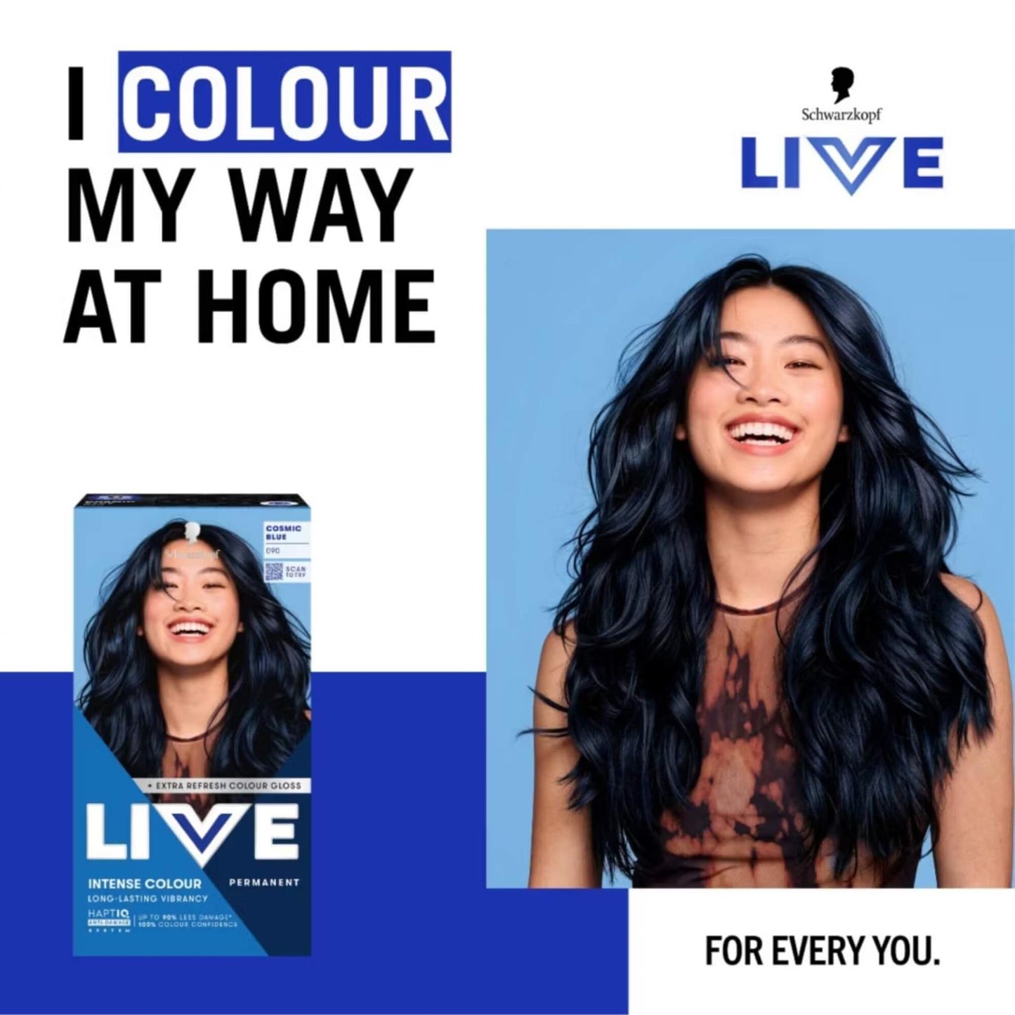 Schwarzkopf LIVE Intense Colour 090 Cosmic Blue Permanent Hair Dye