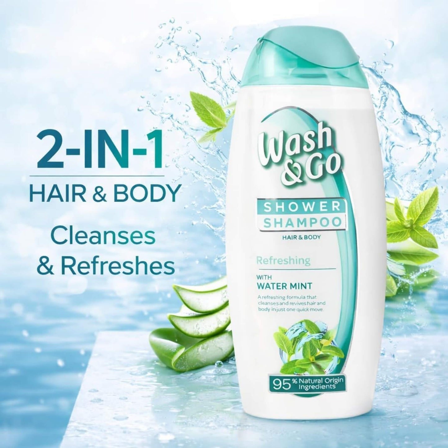 Wash & Go Hair And Body Shower Shampoo - Refreshing - 250ml