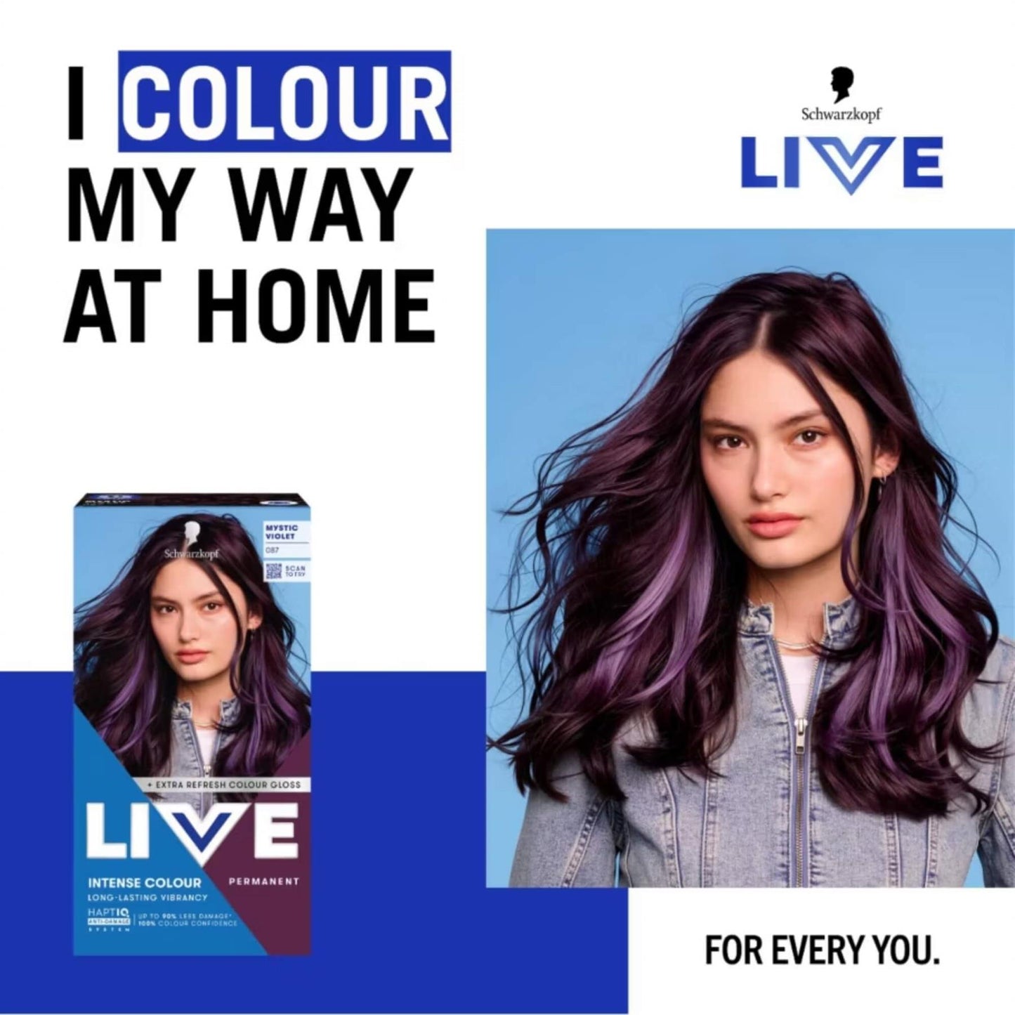 Schwarzkopf LIVE Intense Colour 087 Mystic Violet Permanent Hair Dye