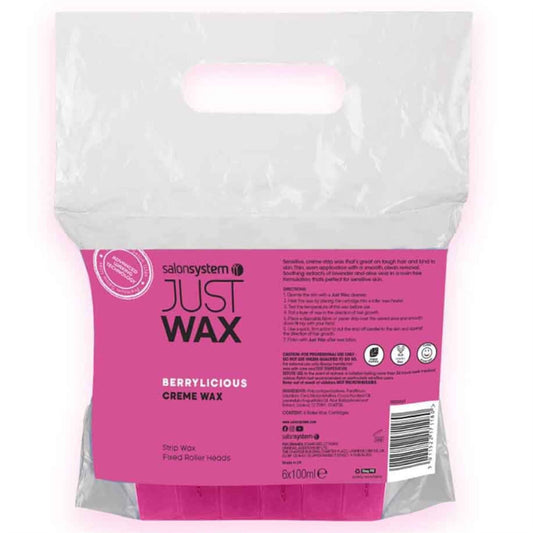 Just Wax Creme Roller Refill Strip Wax Cartridge - Berrylicious - 6 Pack
