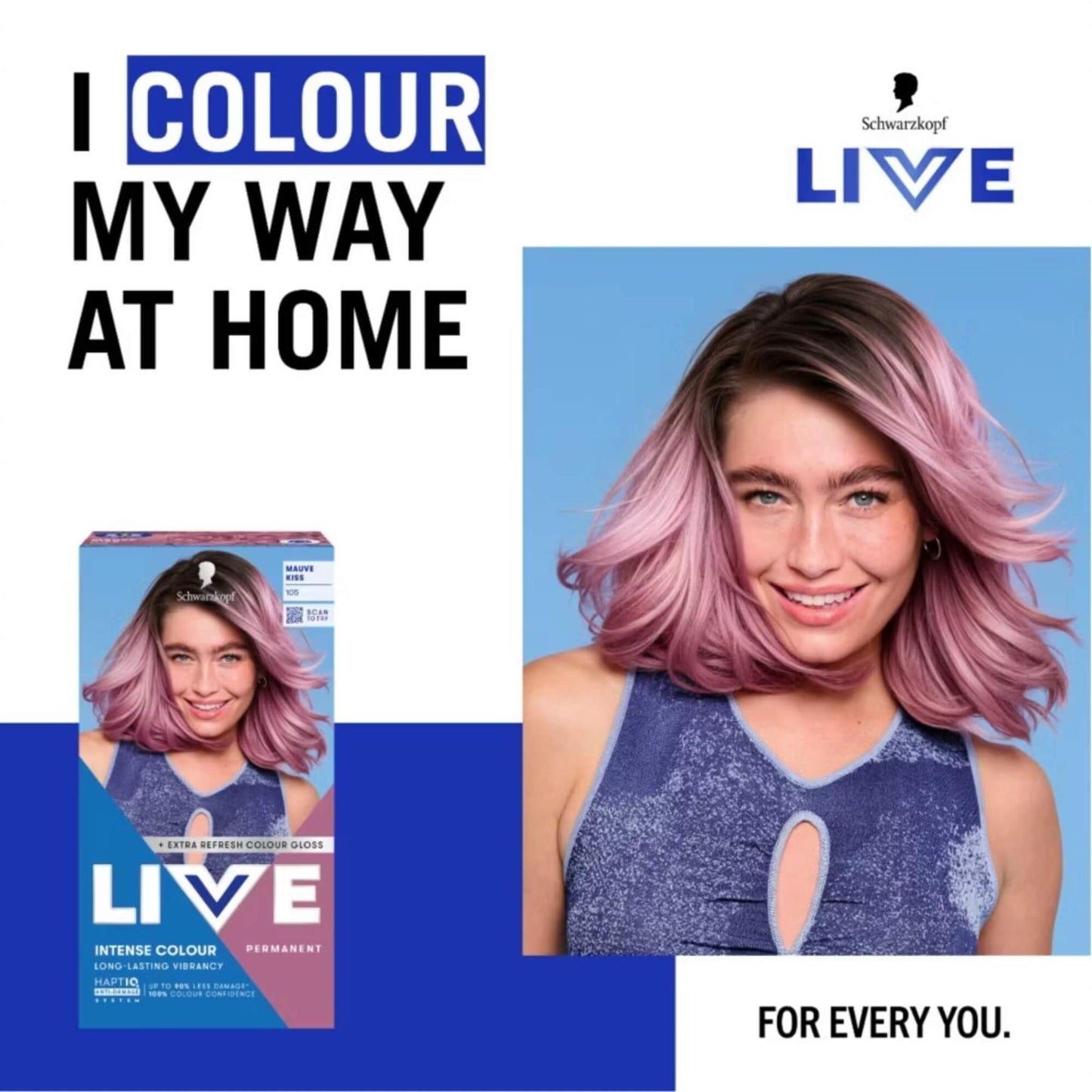Schwarzkopf LIVE Intense Colour 105 Mauve Kiss Permanent Hair Dye
