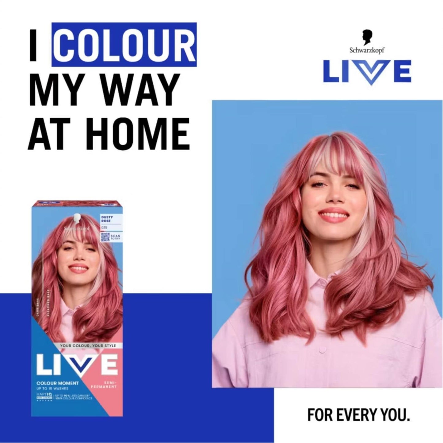 Schwarzkopf LIVE Colour Moment 025 Dusty Rose Semi-Permanent Hair Dye