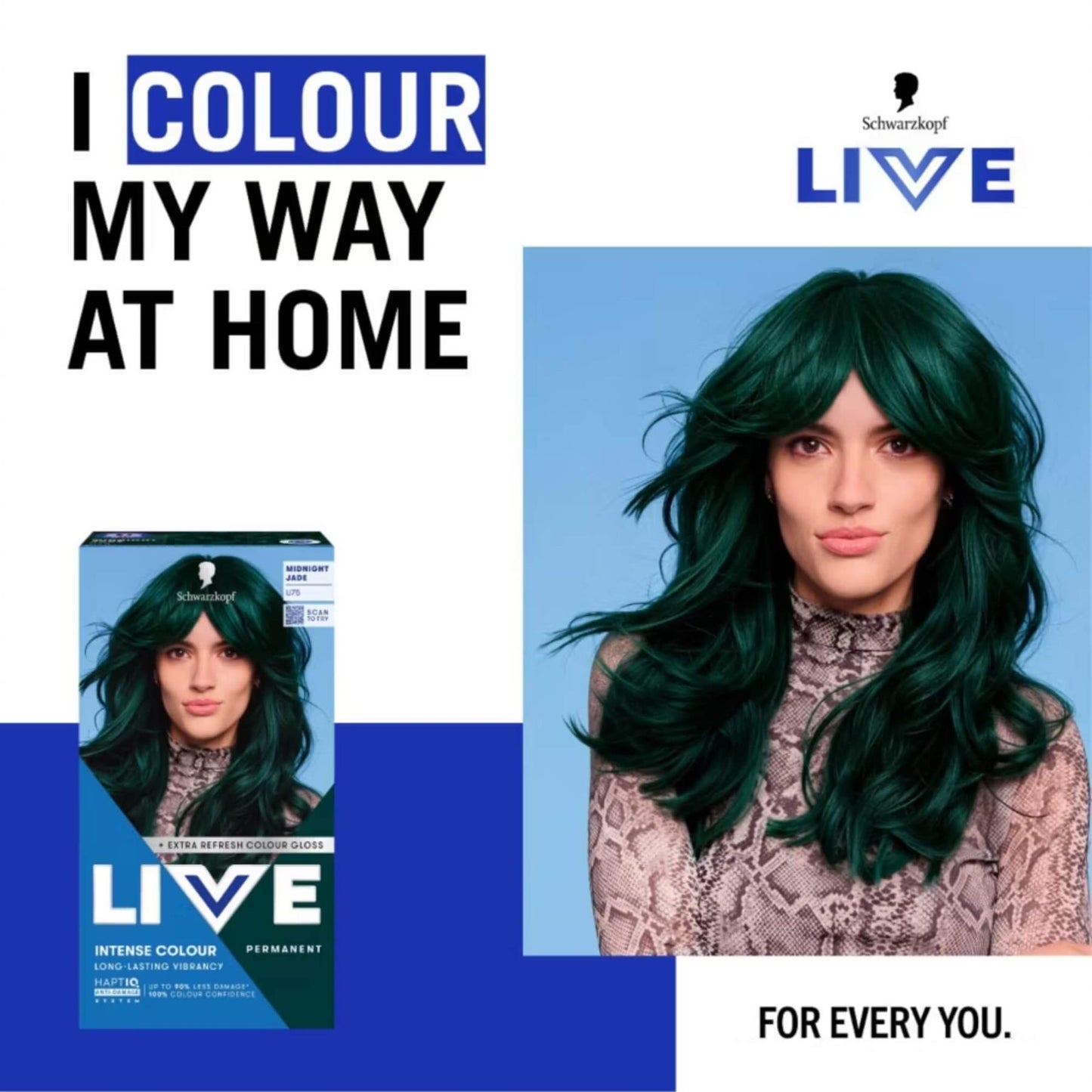 Schwarzkopf LIVE Intense Colour U75 Midnight Jade Permanent Hair Dye