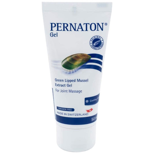 Pernaton Gel tube with green lipped mussel extract on a white background