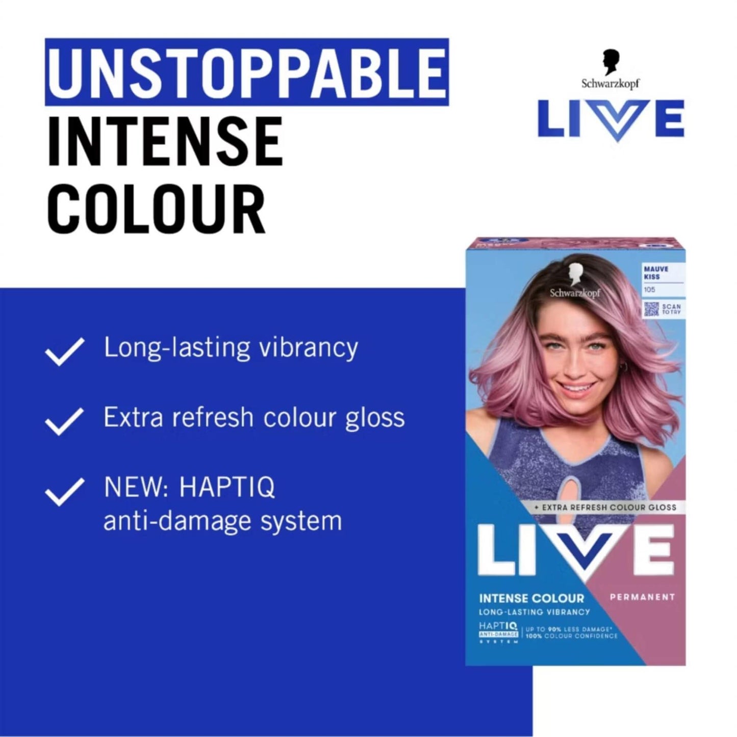 Schwarzkopf LIVE Intense Colour 105 Mauve Kiss Permanent Hair Dye