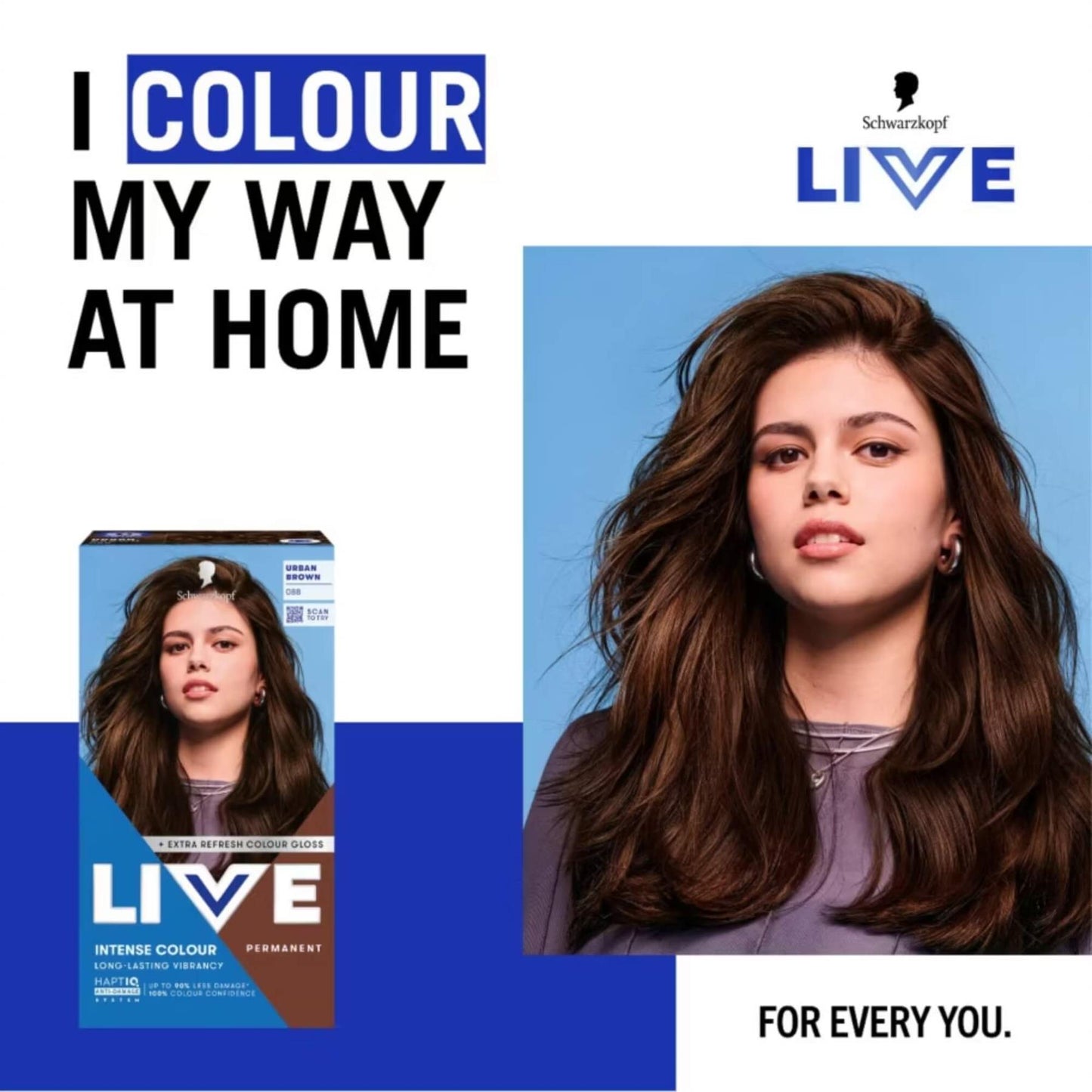 Schwarzkopf LIVE Intense Colour 088 Urban Brown Permanent Hair Dye