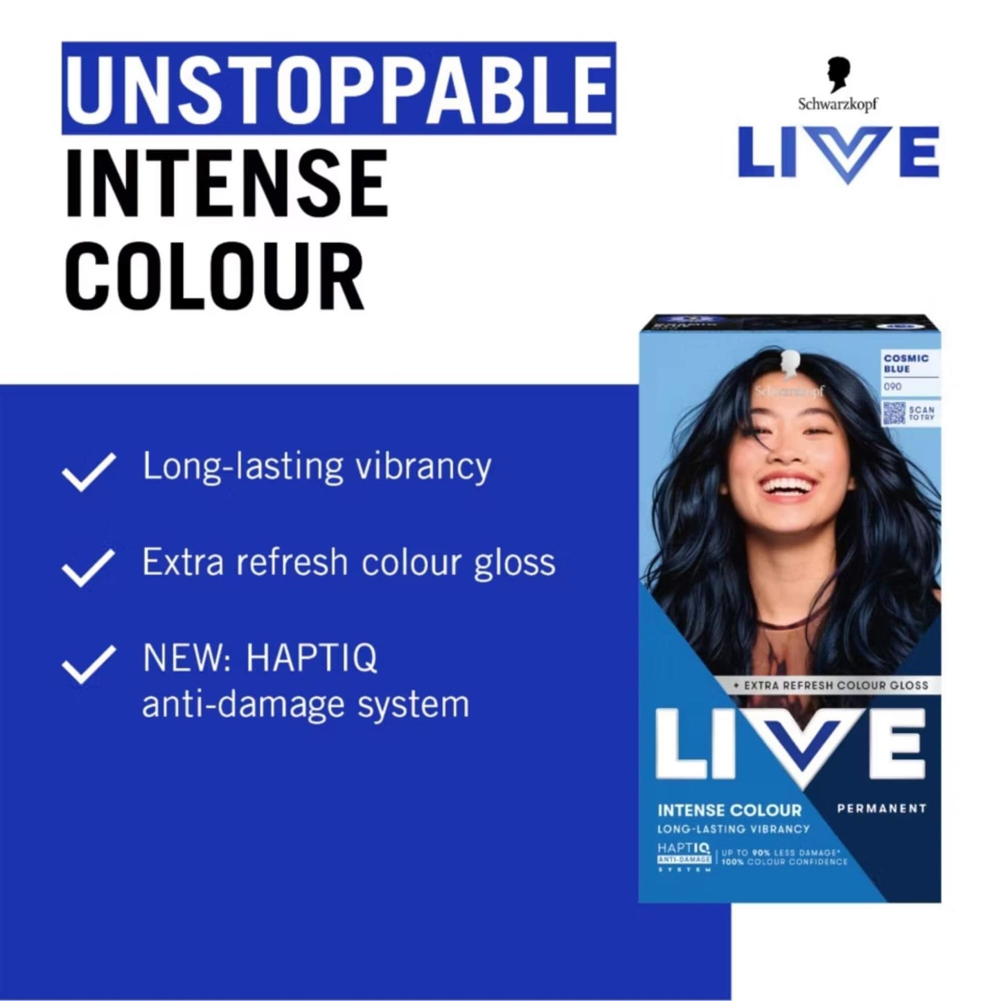 Schwarzkopf LIVE Intense Colour 090 Cosmic Blue Permanent Hair Dye