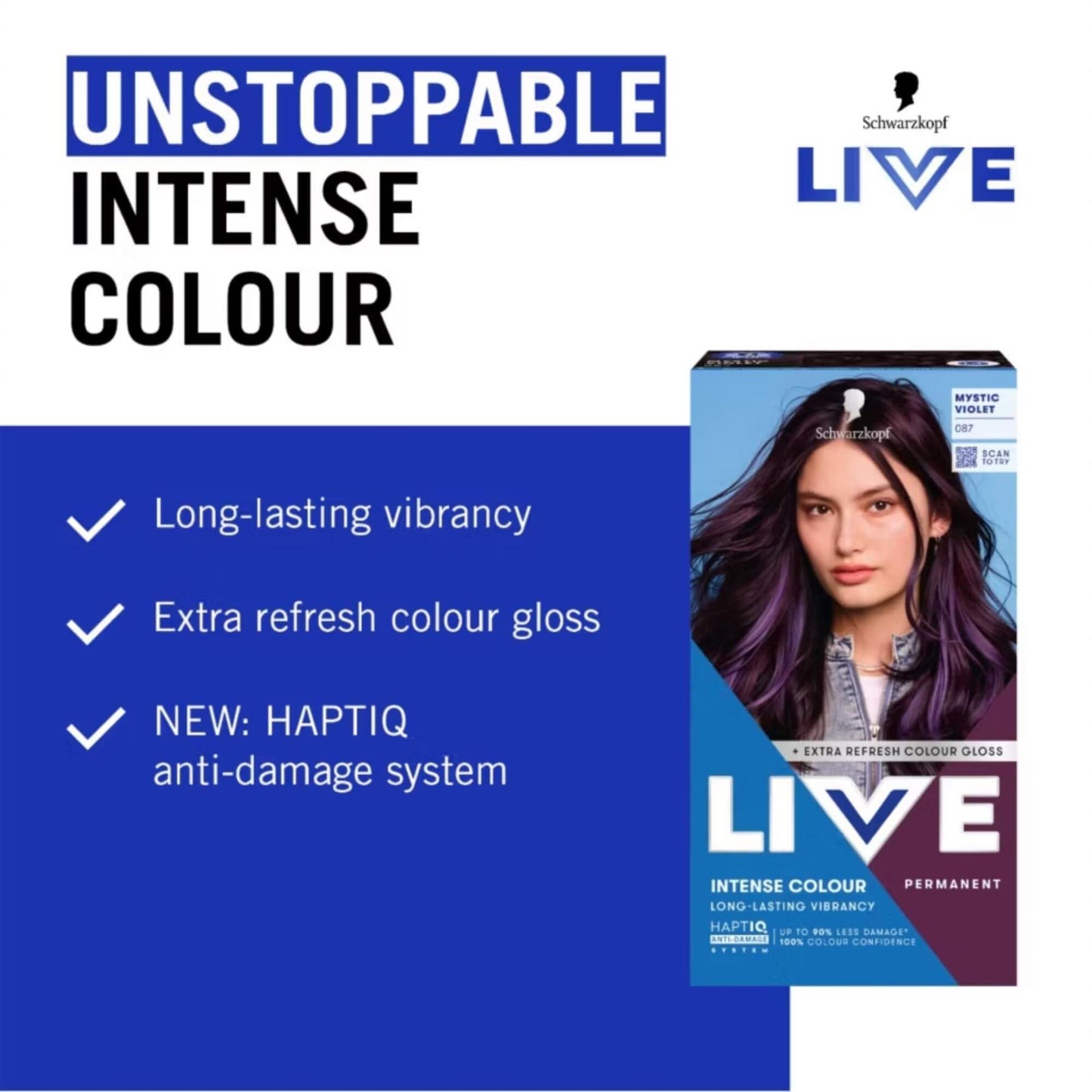 Schwarzkopf LIVE Intense Colour 087 Mystic Violet Permanent Hair Dye
