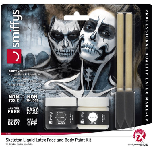Smiffy's Liquid Latex Face and Body Paint Kit - Skeleton