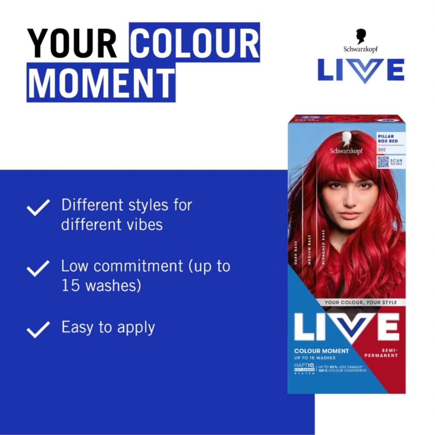 Schwarzkopf LIVE Colour Moment 092 Pillar Box Red Semi-Permanent Hair Dye