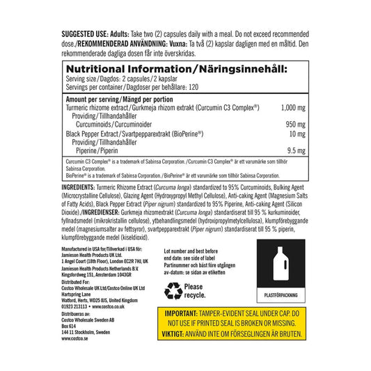 Kirkland Signature Turmeric 1000mg - 240 Capsules
