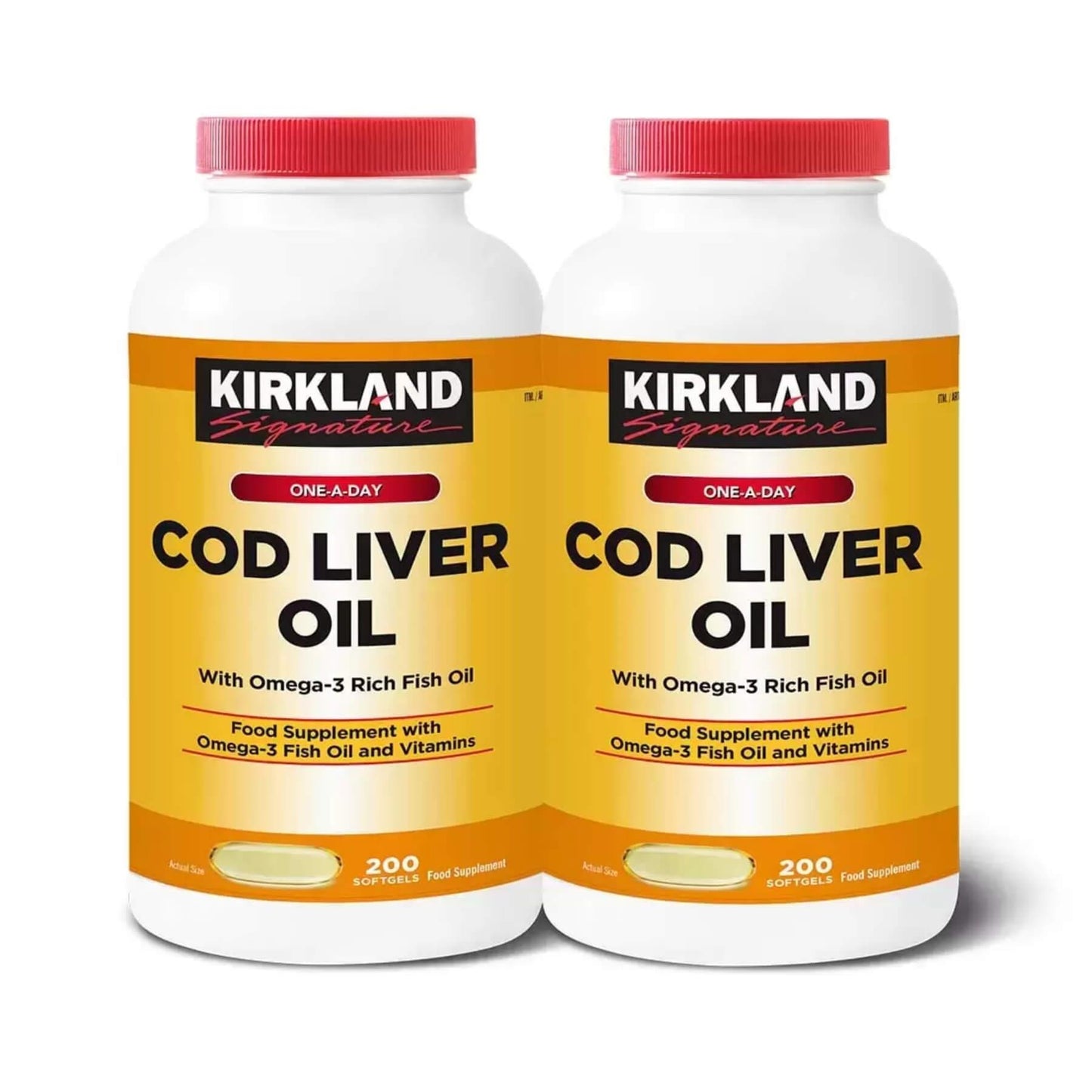Kirkland Signature Cod Liver Oil + Omega 3 1150mg - 2 x 200 Softgels
