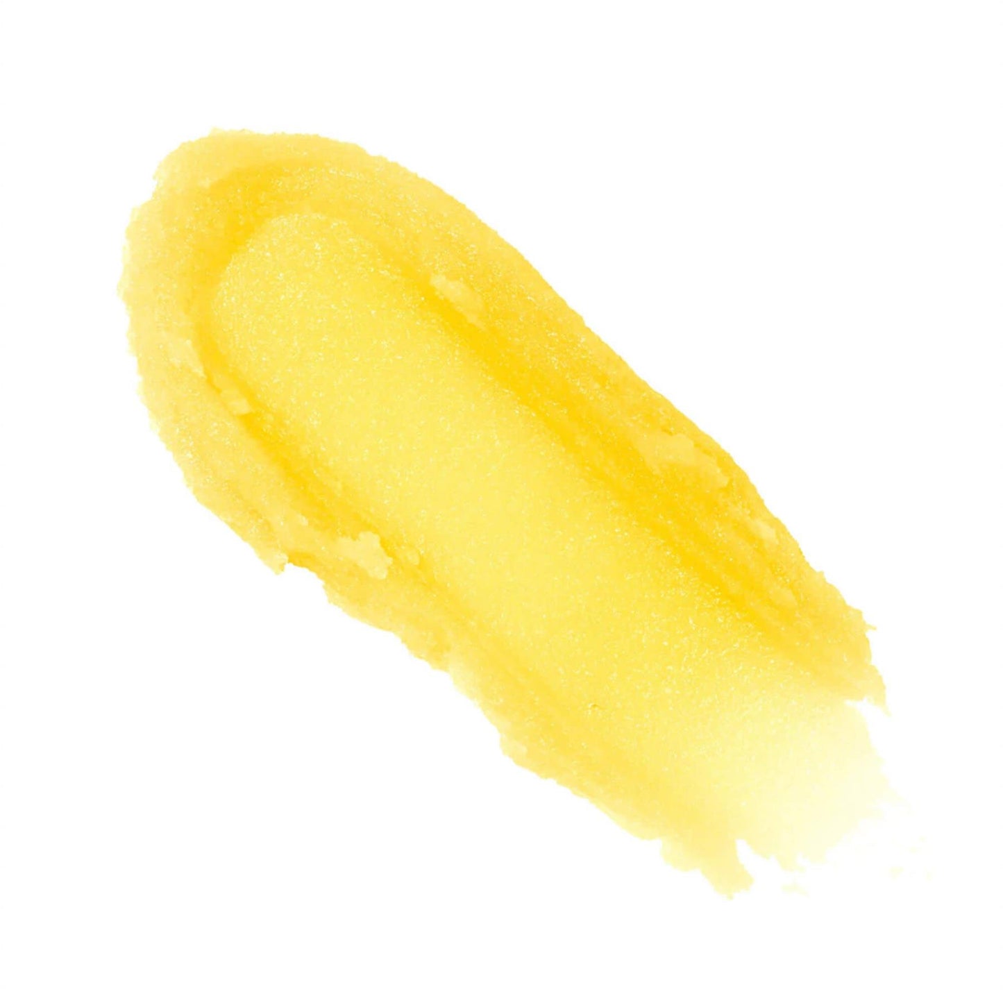 Texture swatch of Barry M Mango Soufflé Lip Scrub showing the grainy yellow sugar crystals for tropical lip exfoliation