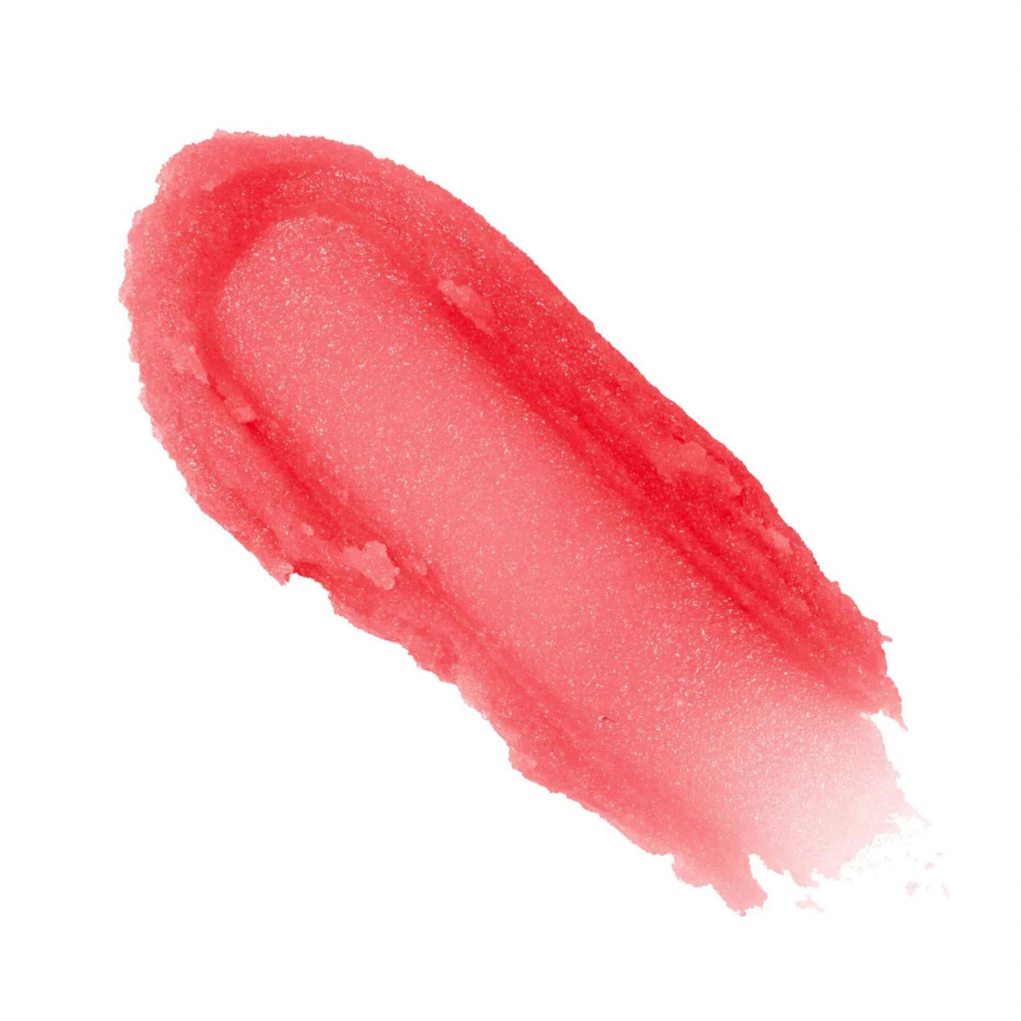 Texture swatch of Barry M Watermelon Soufflé Lip Scrub showing the grainy red sugar crystals for lip exfoliation