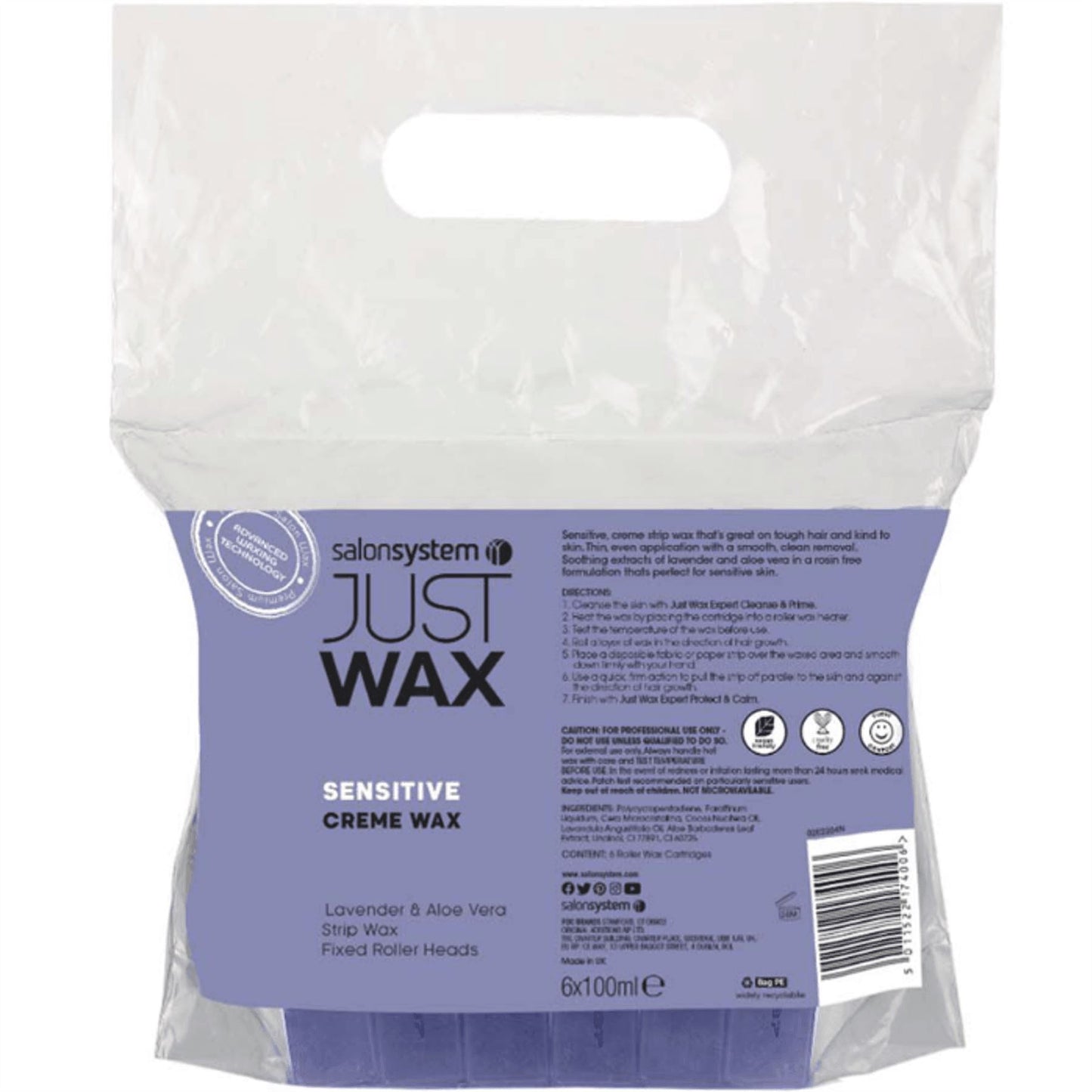 Just Wax Sensitive Roller Wax Refill Cartridge - Lavender - 6 Pack
