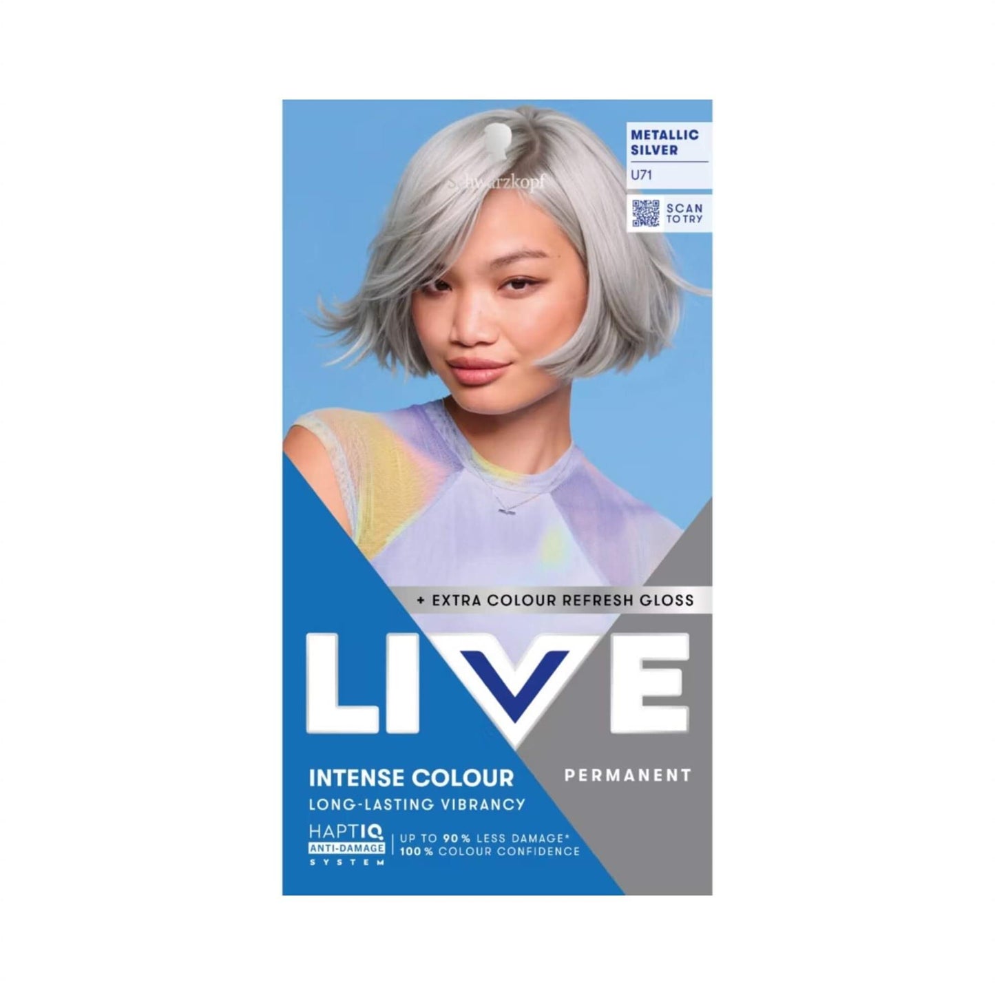 Schwarzkopf LIVE Intense Colour U71 Metallic Silver Permanent Hair Dye