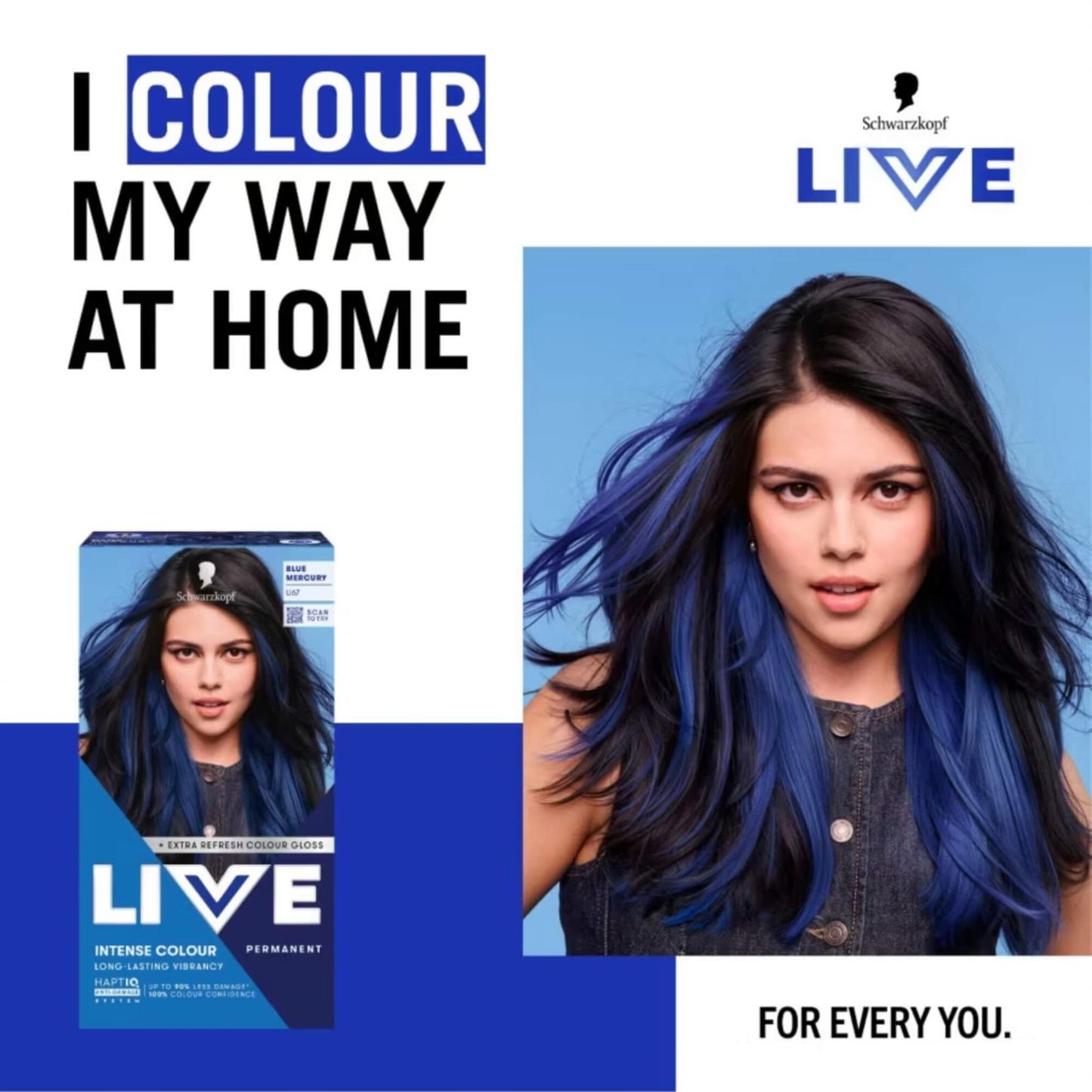 Schwarzkopf LIVE Intense Colour U67 Blue Mercury Permanent Hair Dye