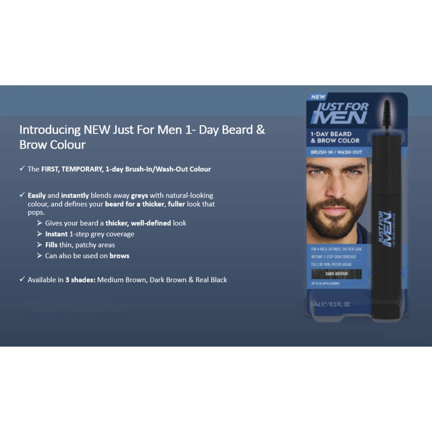 Just For Men 1-Day Beard & Brow Colour 9ml