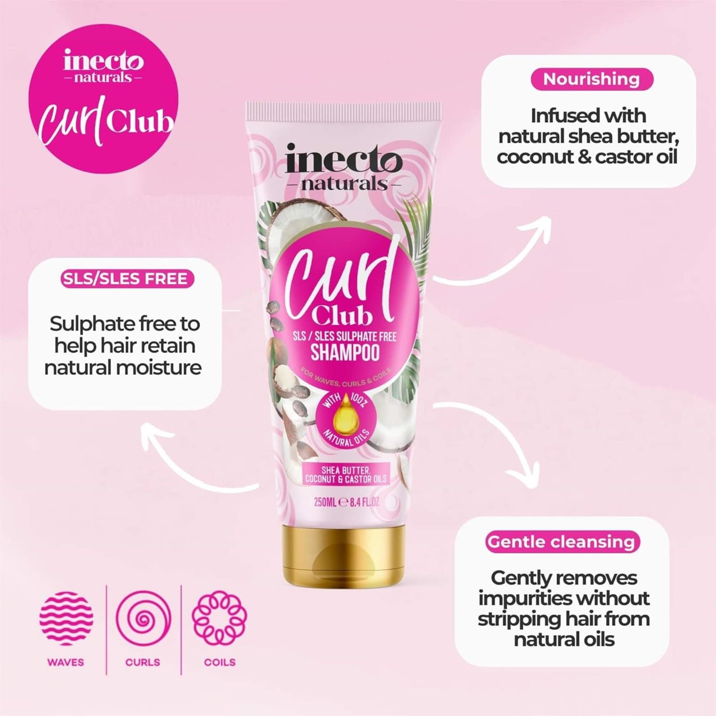 Inecto Curl Club Sulphate Free Shampoo 250ml