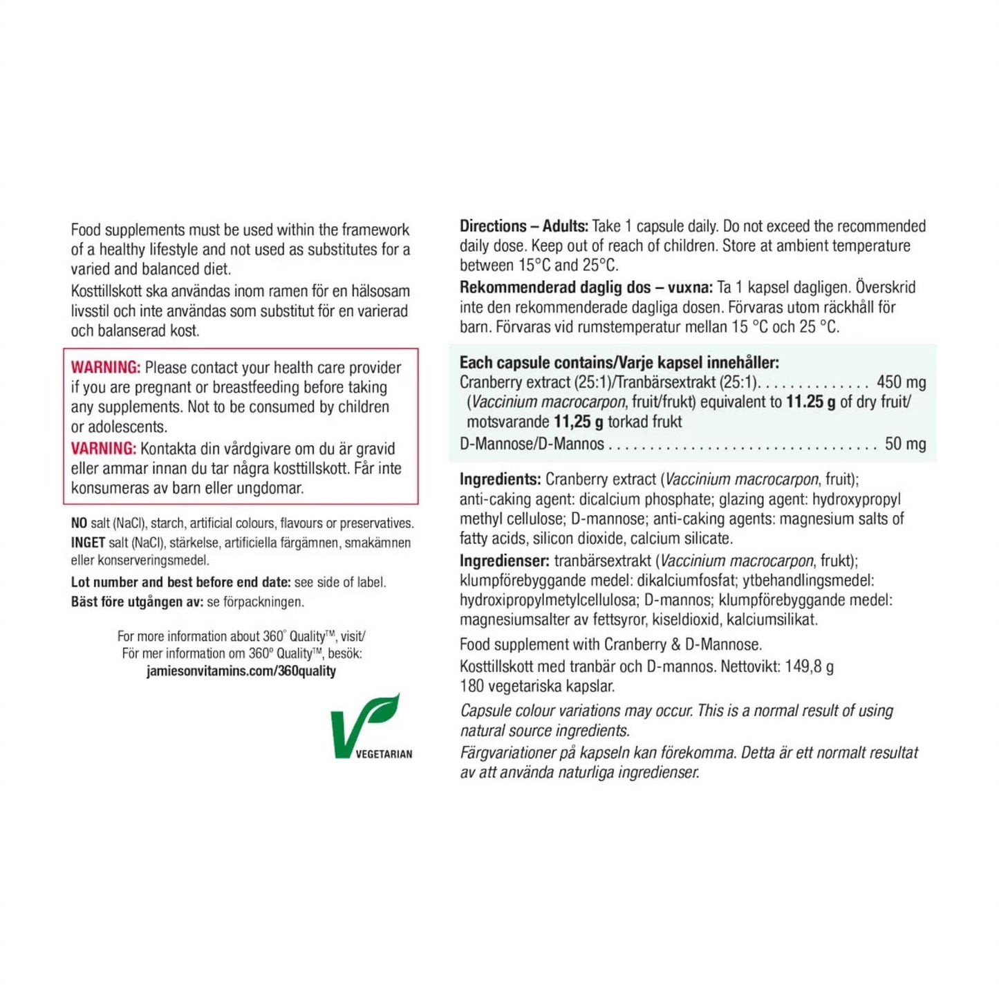 Jamieson Maximum Concentrate Cranberry Complex 500mg - 180 Capsules