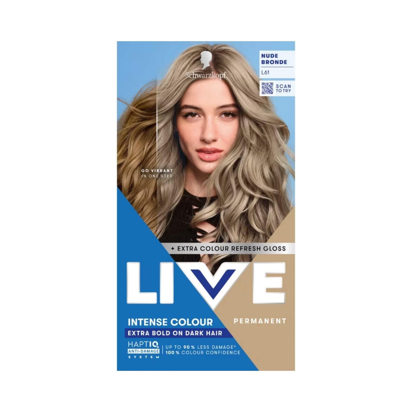 Schwarzkopf LIVE Intense Colour L61 Nude Bronde Permanent Hair Dye