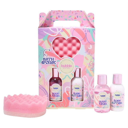 The Kind Edit Co Bubble Boutique. Lather & Soak - 100ml Body Wash / 100ml Body Lotion / Sponge