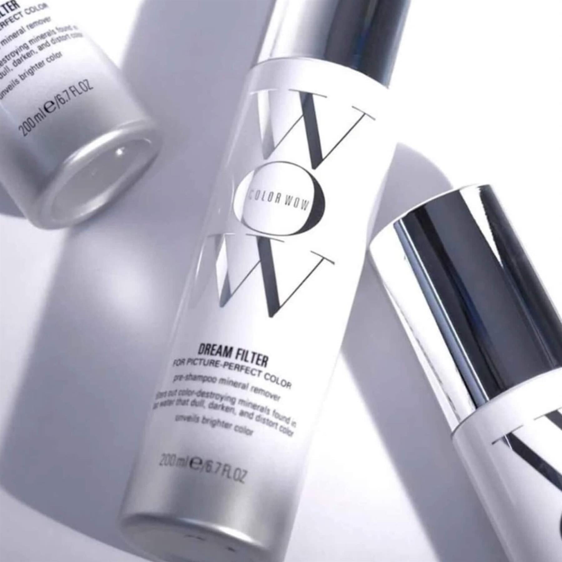 Viviscal Color Wow Dream Filter hair care products on a light gray background