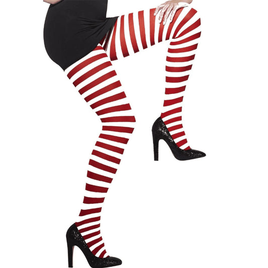 Smiffy's Red & White Striped Opaque Tights
