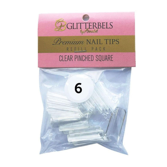 Glitterbels Clear Pinched Square Nail Tips Size 6 (x50)