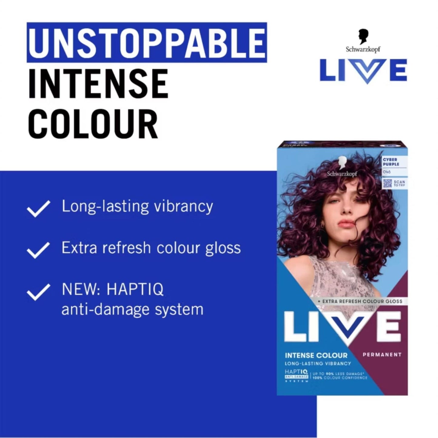 Schwarzkopf LIVE Intense Colour 046 Cyber Purple Permanent Hair Dye