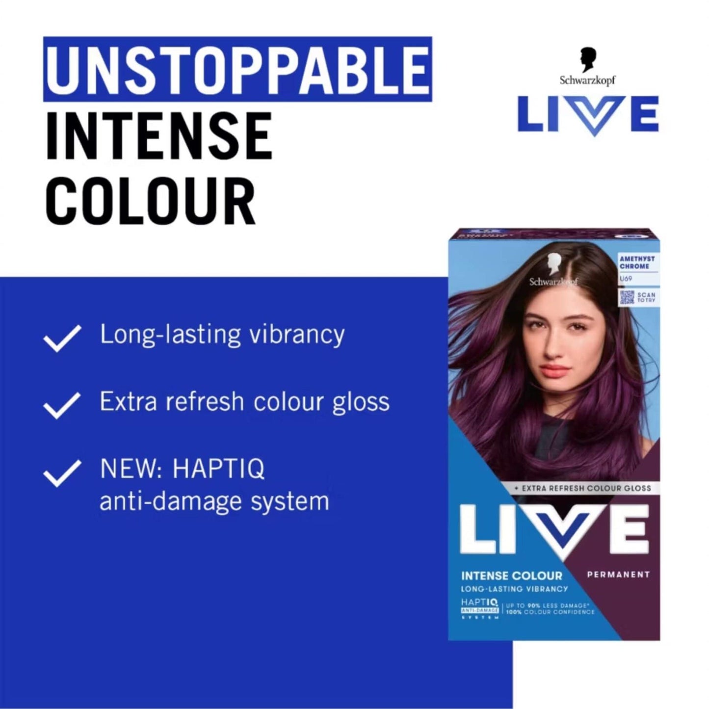 Schwarzkopf LIVE Intense Colour U69 Amethyst Chrome Permanent Hair Dye