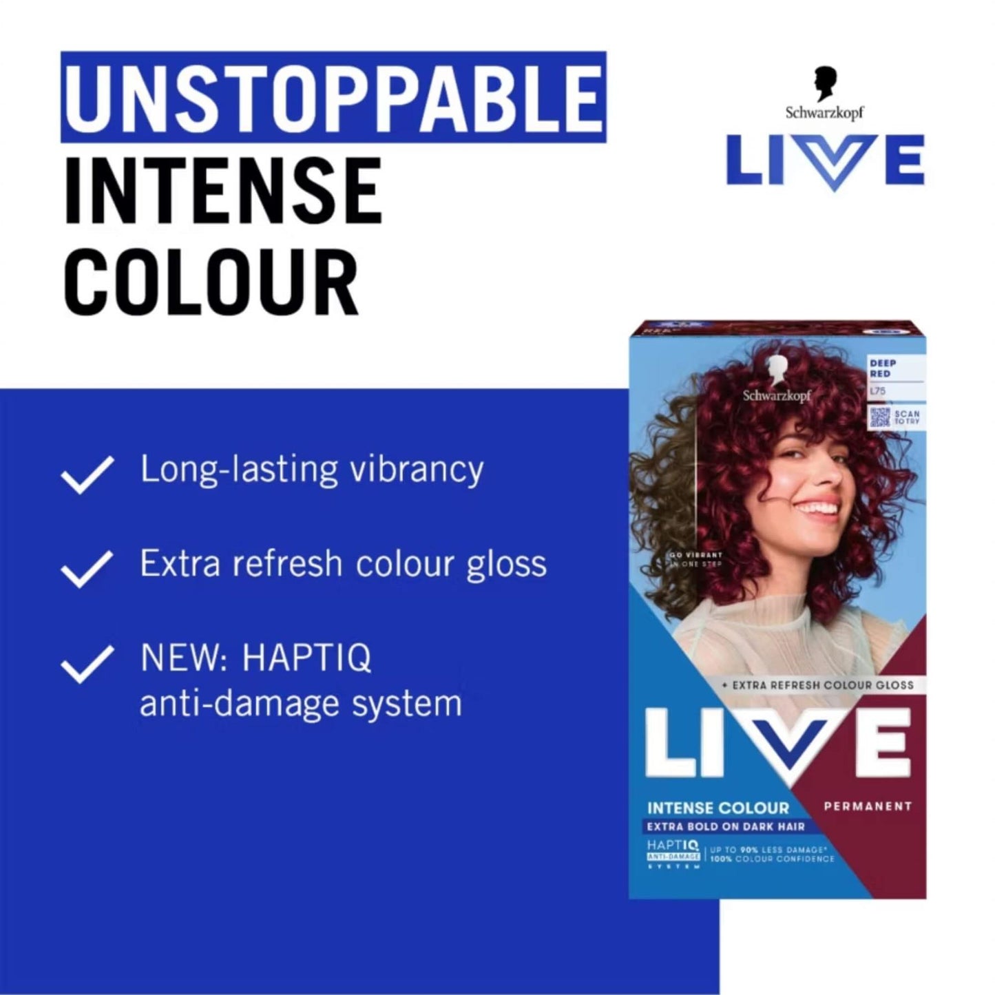 Schwarzkopf LIVE Intense Colour L75 Deep Red Permanent Hair Dye