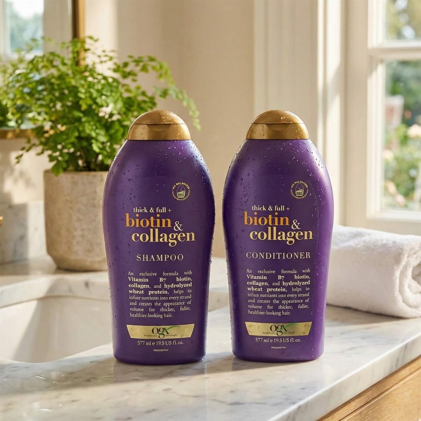 OGX Thick & Full + Biotin & Collagen Shampoo & Conditioner Duo - 2 x 577ml