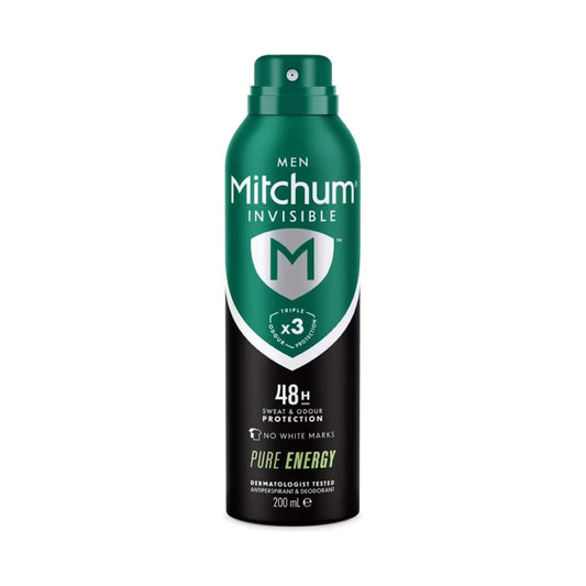 Mitchum Men Invisible Pure Energy 48H antiperspirant spray with no white marks