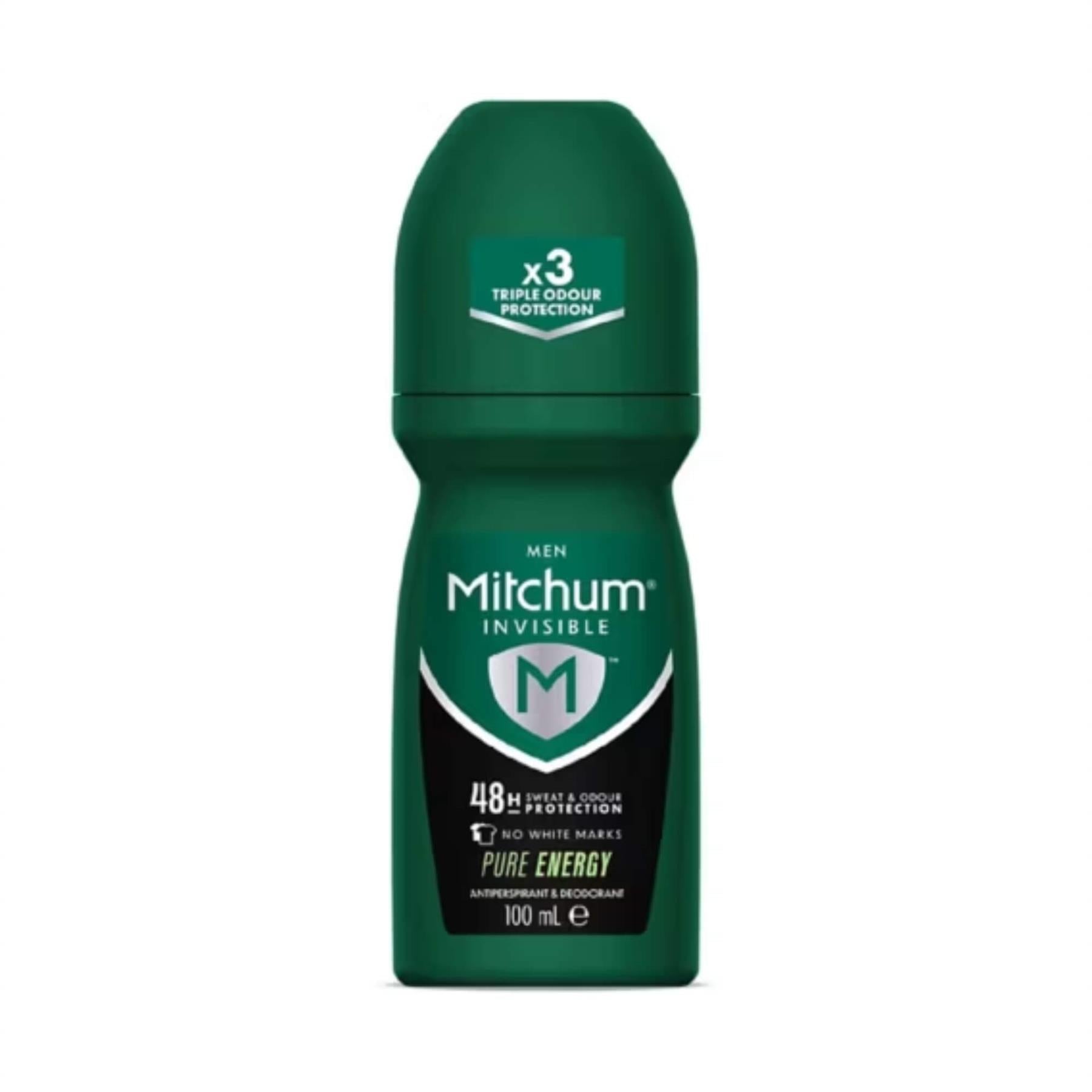 Mitchum Men Invisible Pure Energy 48H Triple Odour Protection antiperspirant and deodorant roll-on 100ml