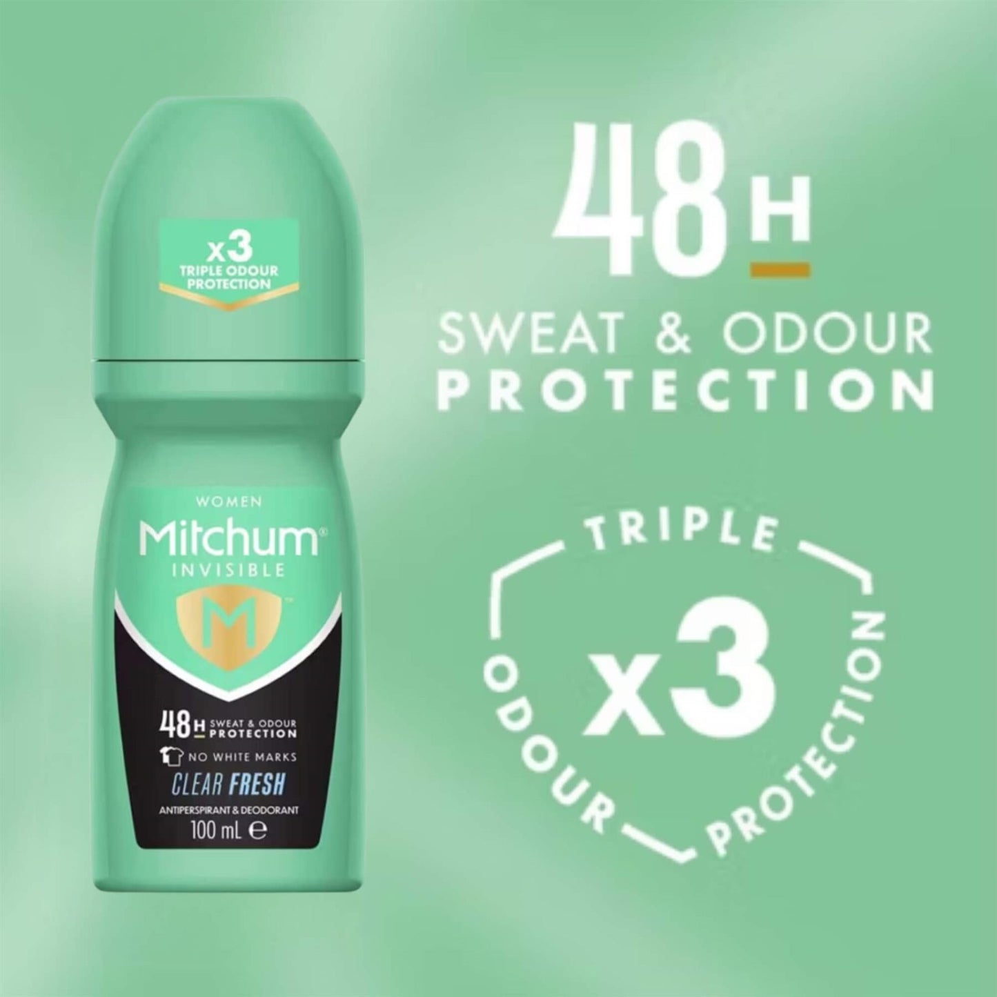 Mitchum Women Invisible Clear Fresh 48H Triple Odour Protection antiperspirant roll-on 100ml