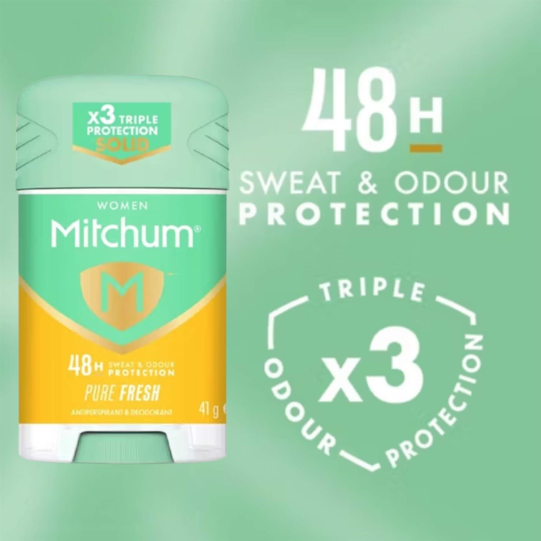 Mitchum Women Pure Fresh 48H Triple Protection sweat and odour protection technical banner