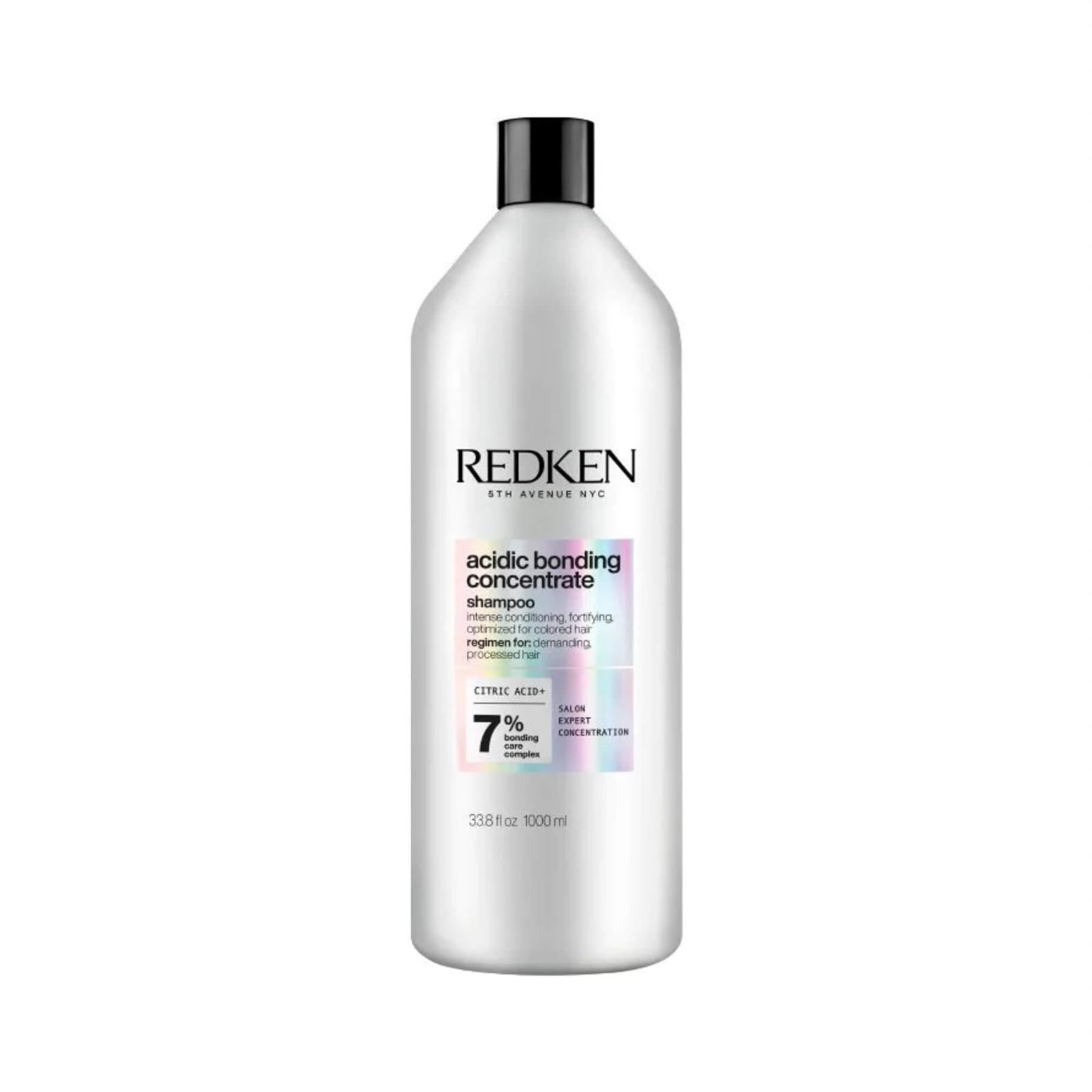 Redken Acidic Bonding Concentrate Shampoo 1000ml bottle for intense conditioning and fortifying damaged hair
