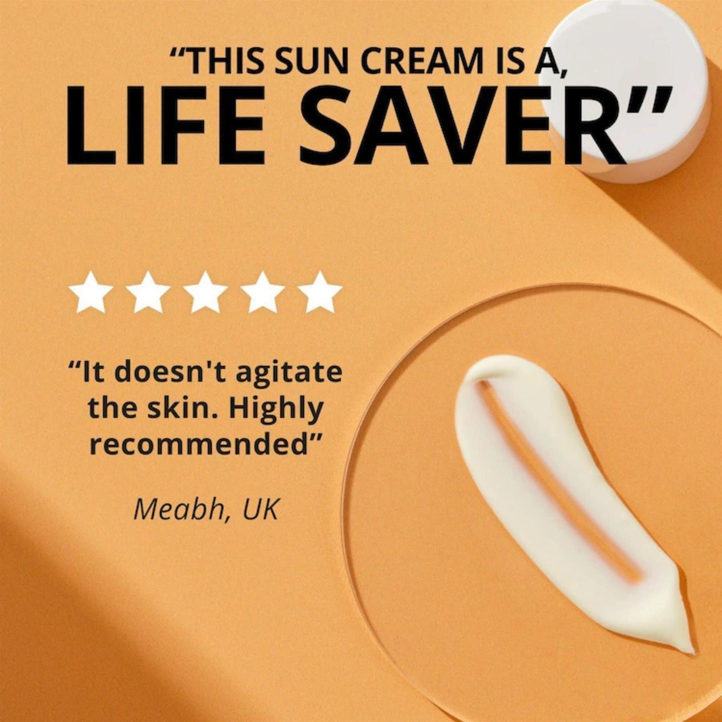 Riemann P20 Sensitive Skin SPF 30 customer review from Meabh UK featuring a product swatch and five-star rating