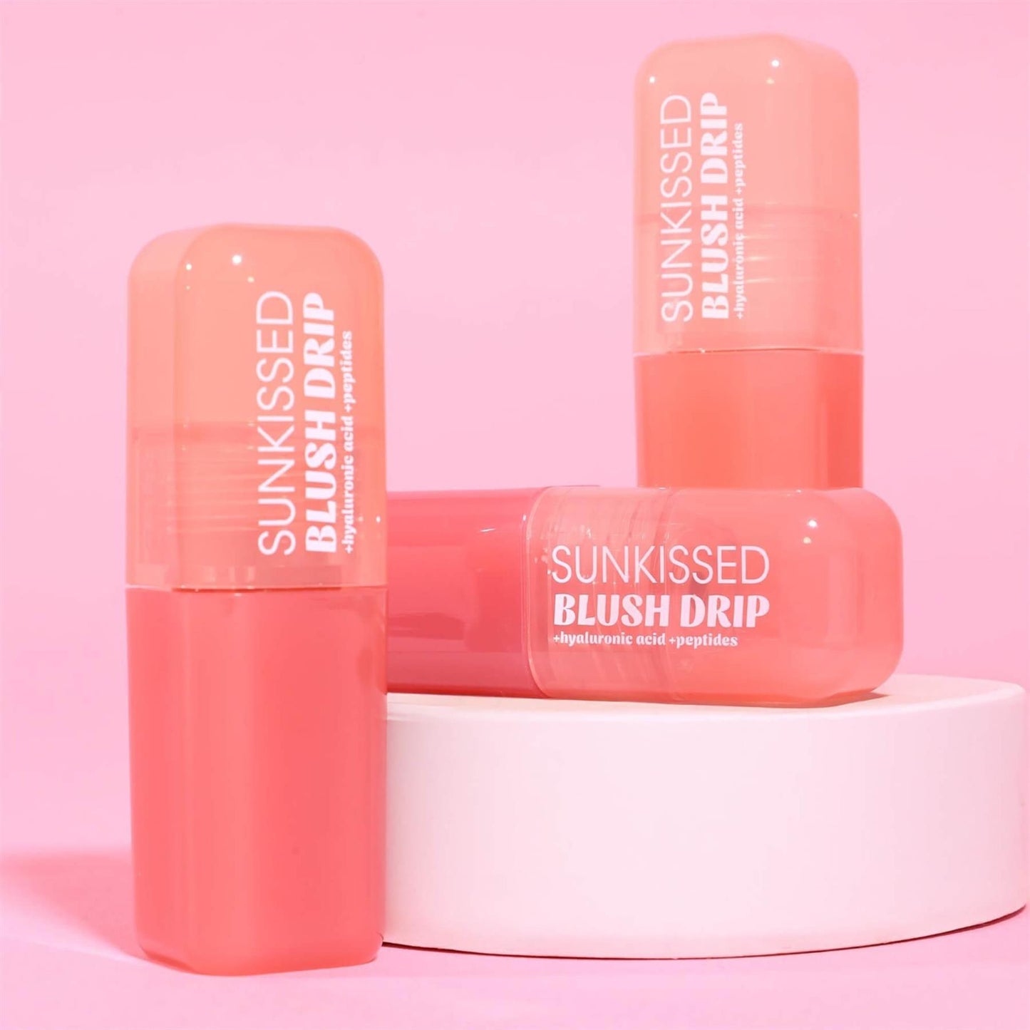 Sunkissed Blush Drip liquid blush infused with hyaluronic acid and peptides trio group shot