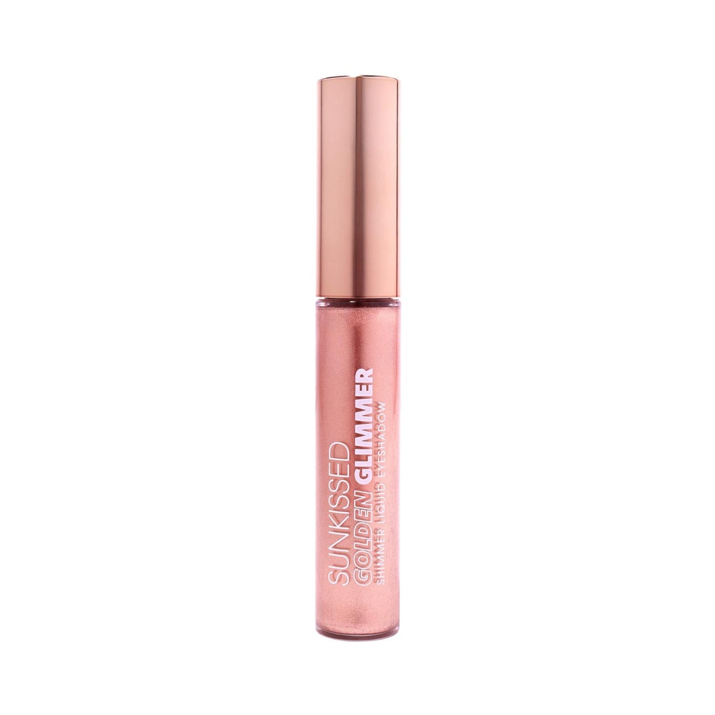 Sunkissed Golden Glimmer shimmer liquid eyeshadow tube with rose gold cap