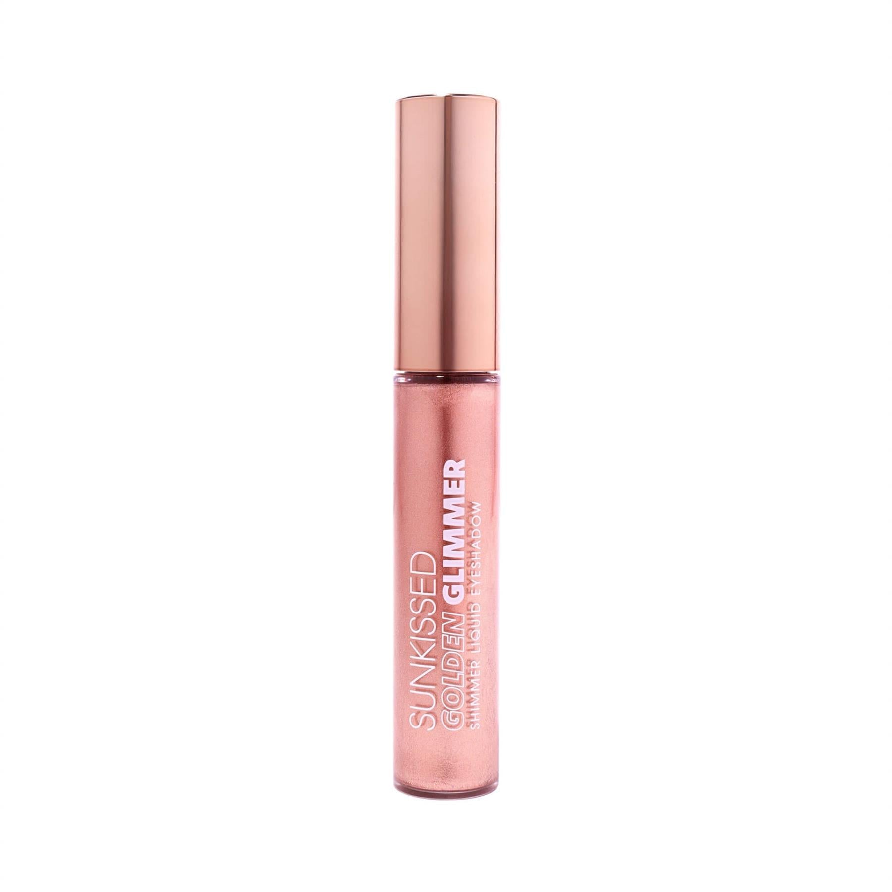 Sunkissed Golden Glimmer shimmer liquid eyeshadow tube with rose gold cap