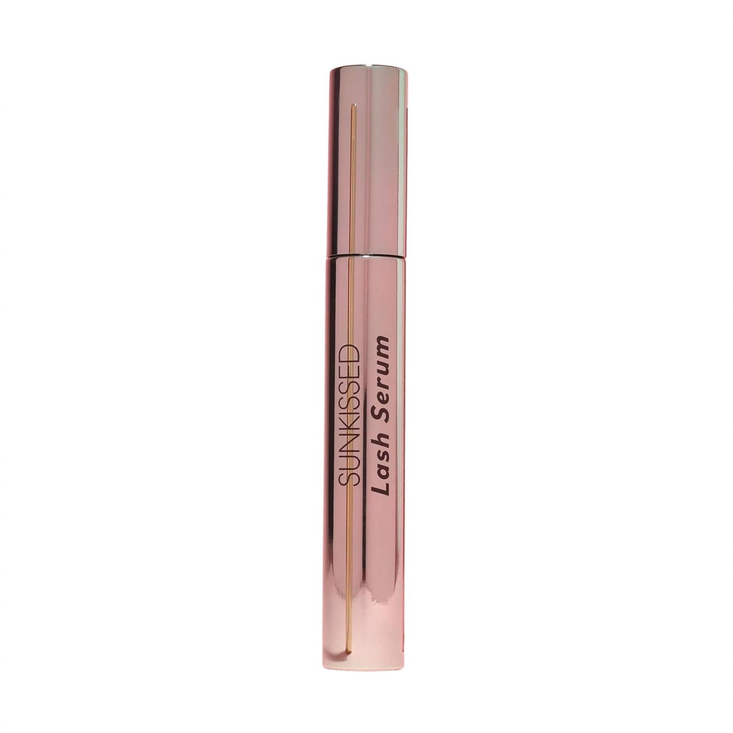Sunkissed Lash Serum rose gold tube on white background for lash care