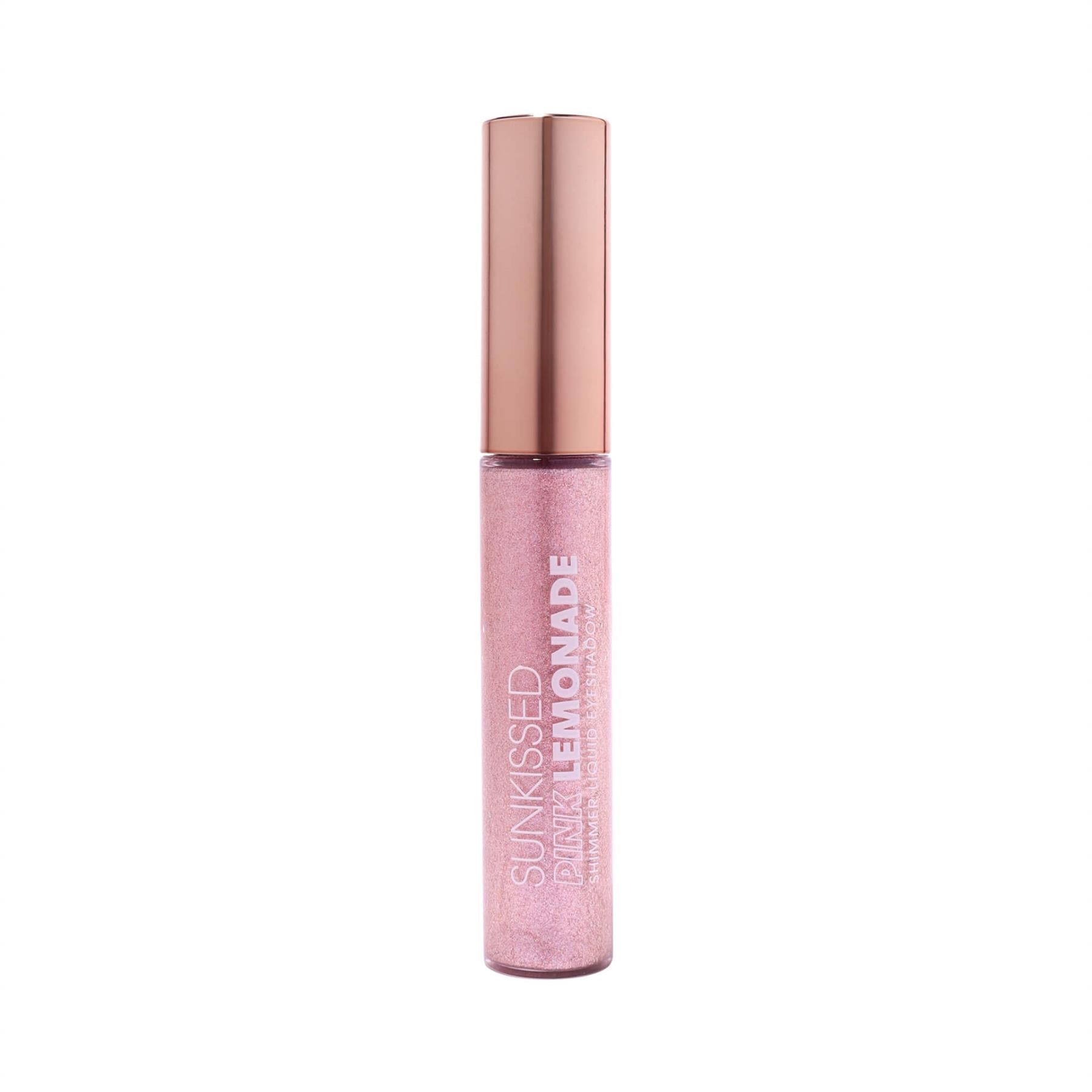 Sunkissed Pink Lemonade shimmer liquid eyeshadow tube with rose gold cap