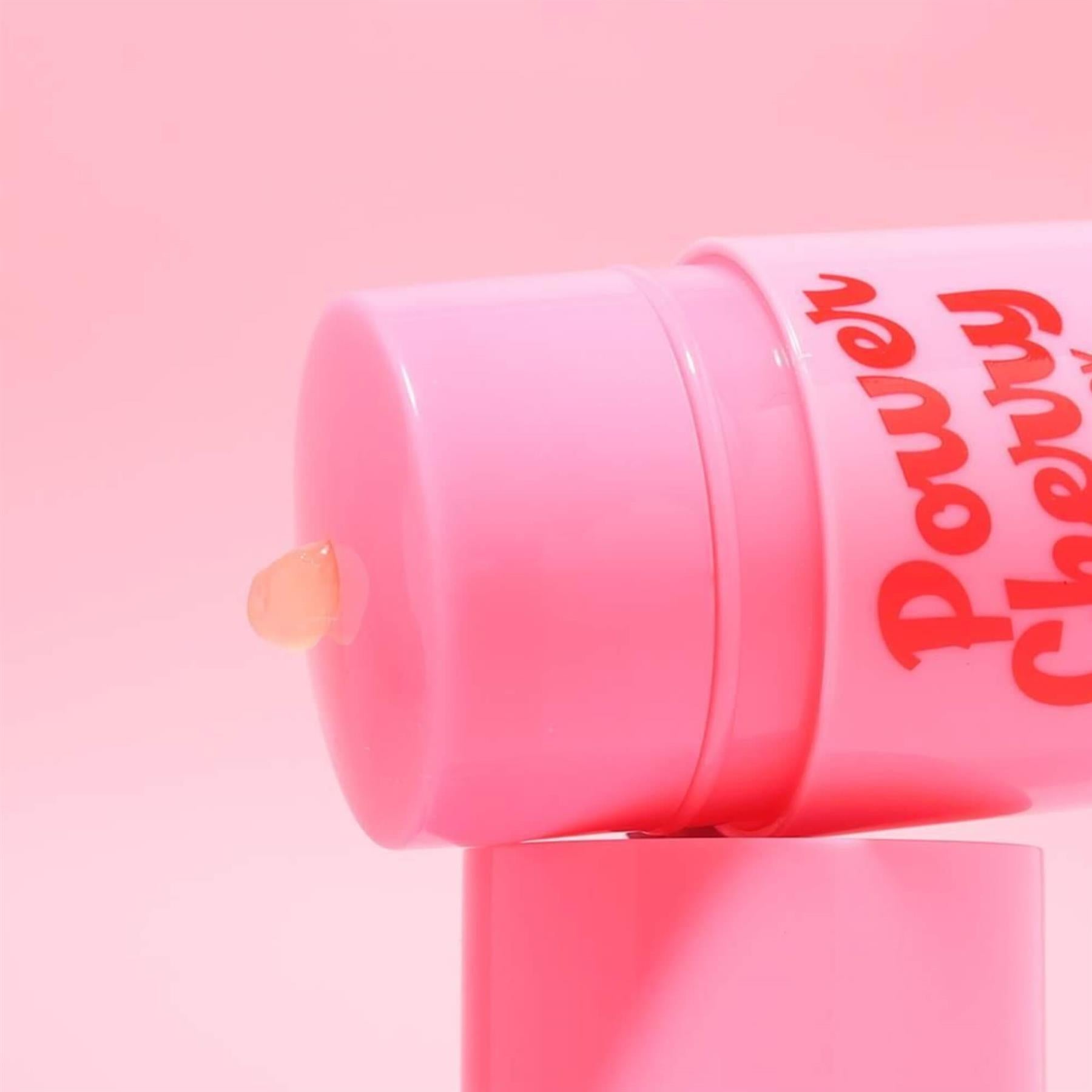 Sunkissed Power Cherry Lip Mask macro shot showing thick peach gel balm texture