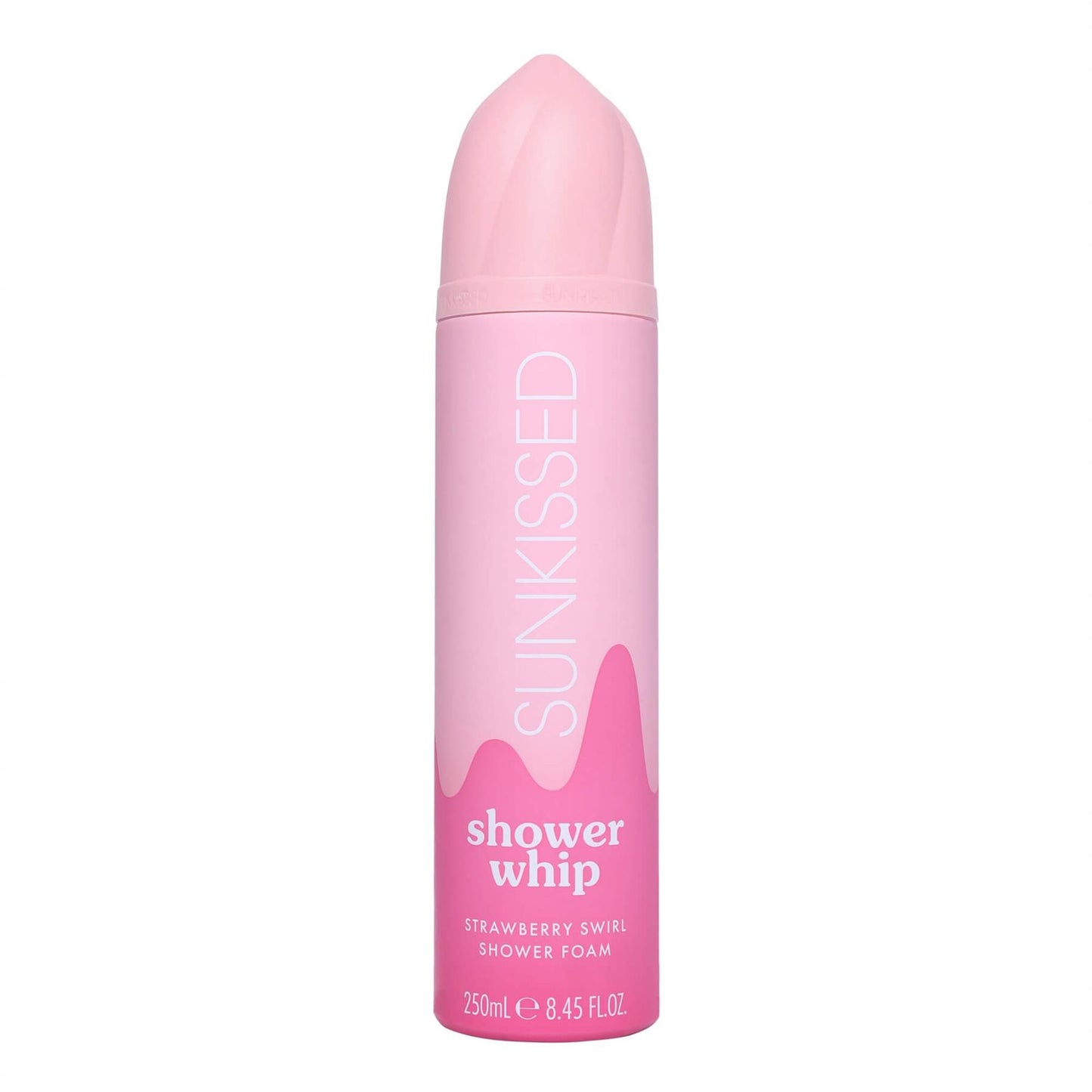 Sunkissed Strawberry Swirl Shower Whip Shower Foam 250ml pink bottle with a whipped cream style cap