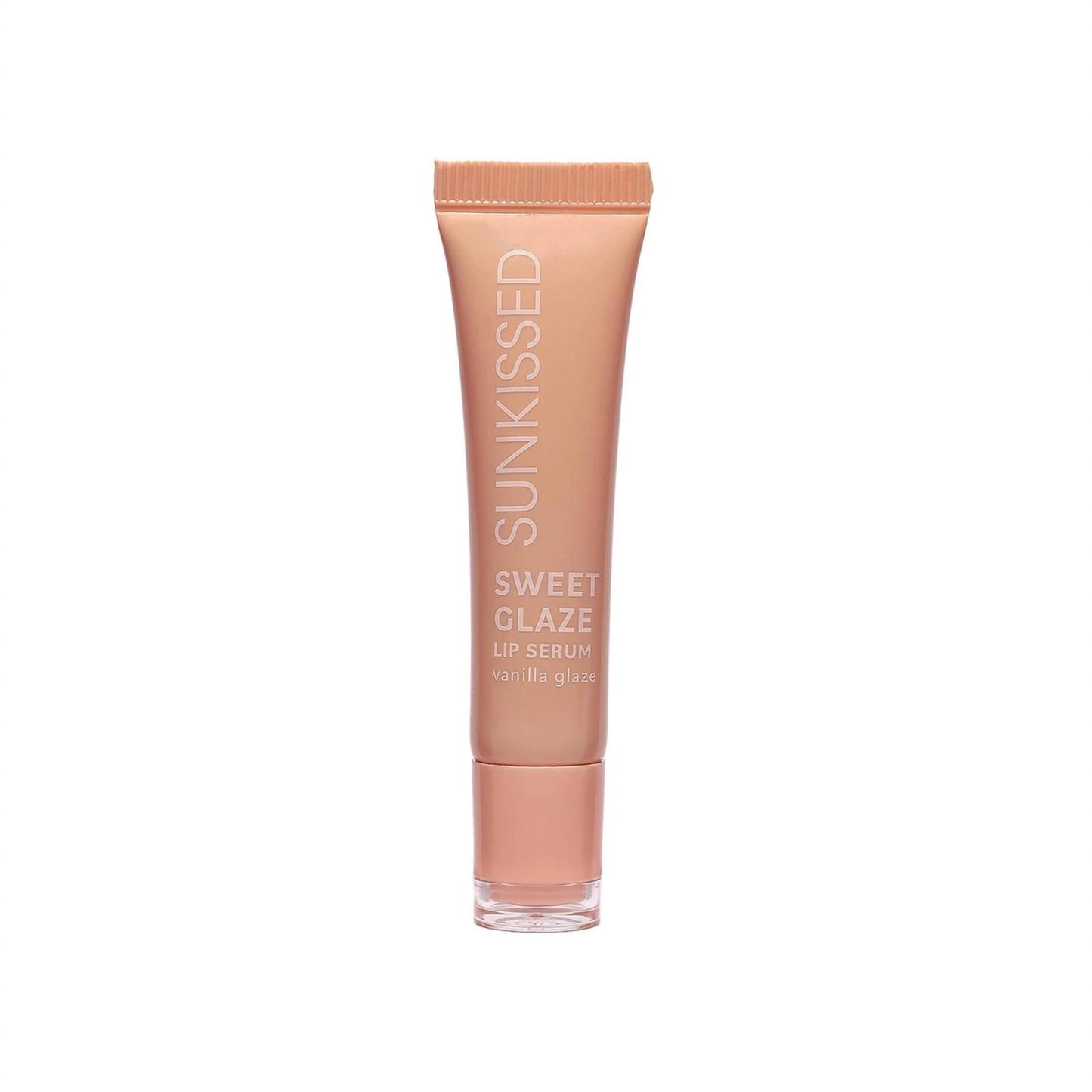 Sunkissed Sweet Glaze Lip Serum in shade Vanilla Glaze squeeze tube on white background