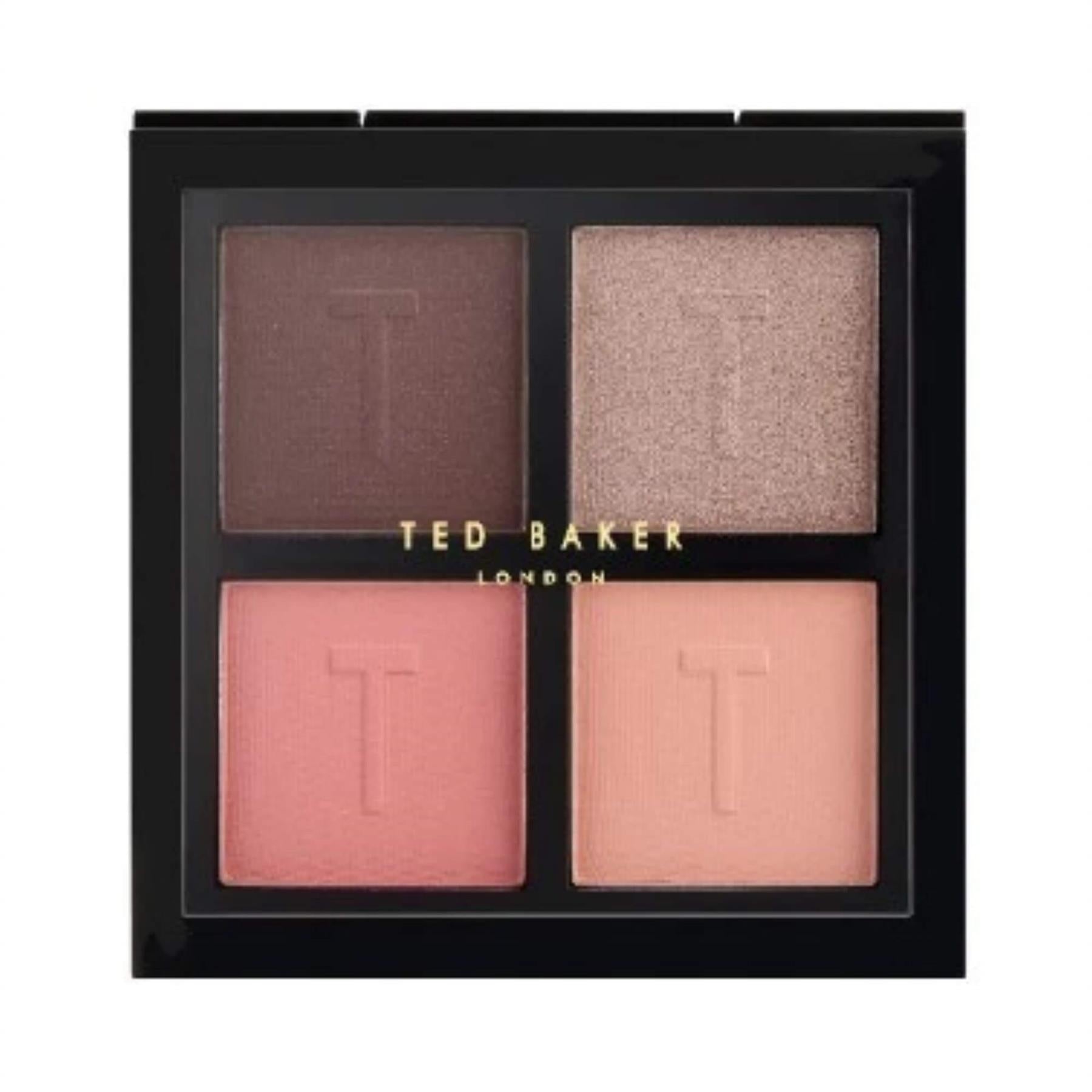 Ted Baker cosmetics face palette featuring four shades of eyeshadow and blush with embossed logo